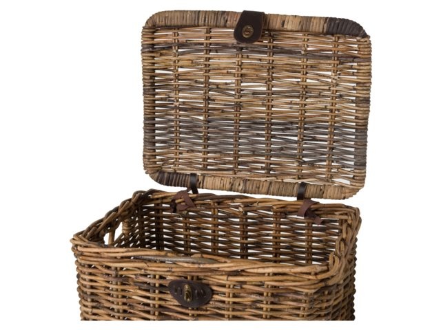 Rotan Fietsmand Met Klep Medium Bruin