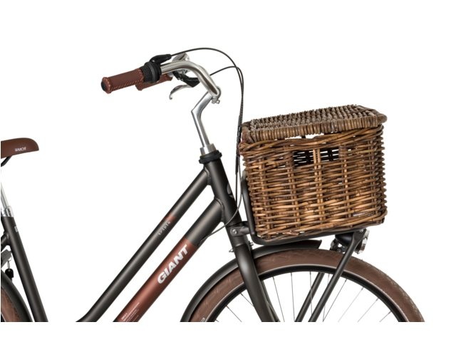 Rotan Fietsmand Met Klep Medium Bruin