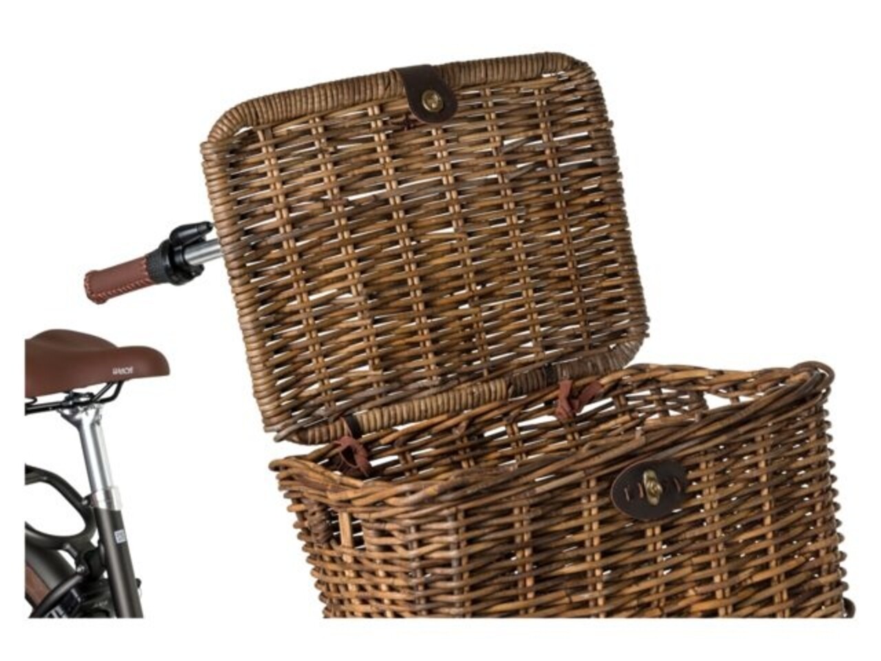 Fast Rider Rotan Fietsmand Met Klep Medium Bruin Fast Rider Rotan Fietsmand Met Klep Medium Bruin