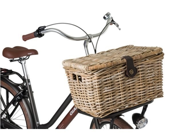 Rotan Fietsmand Met Klep Medium Naturel