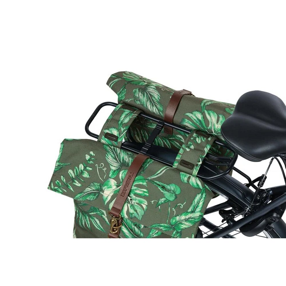 Basil fietstas dubbel Ever-Green thyme groen 28-32L