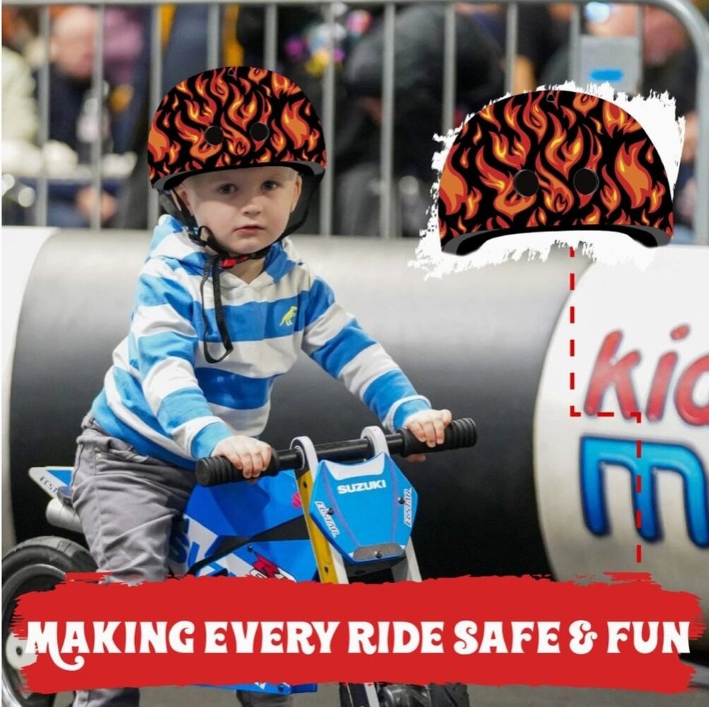 Kiddimoto Kinder Fietshelm Flames Medium Kiddimoto Kinder Fietshelm Flames Medium