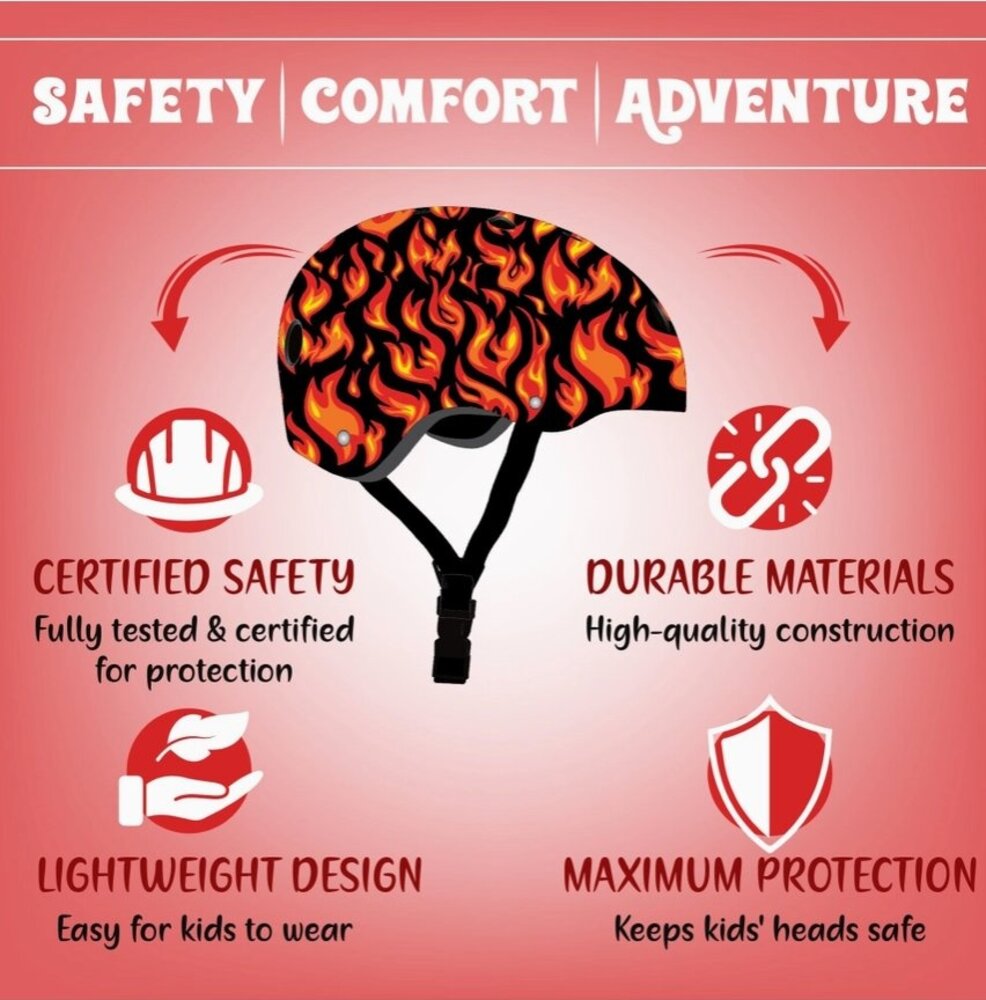 Kiddimoto Kinder Fietshelm Flames Medium Kiddimoto Kinder Fietshelm Flames Medium