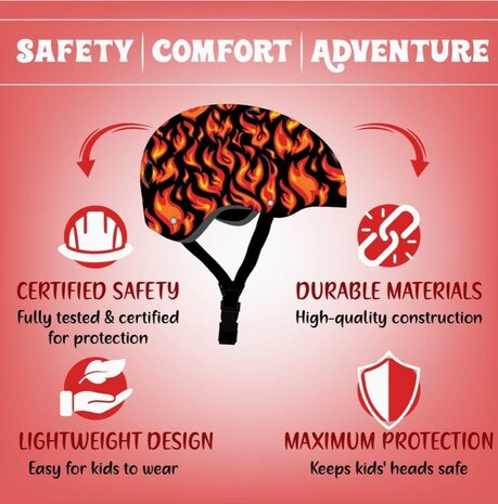 Kiddimoto Kinder Fietshelm Flames Medium Kiddimoto Kinder Fietshelm Flames Medium