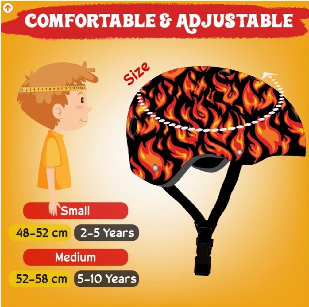 Kiddimoto Kinder Fietshelm Flames Medium Kiddimoto Kinder Fietshelm Flames Medium
