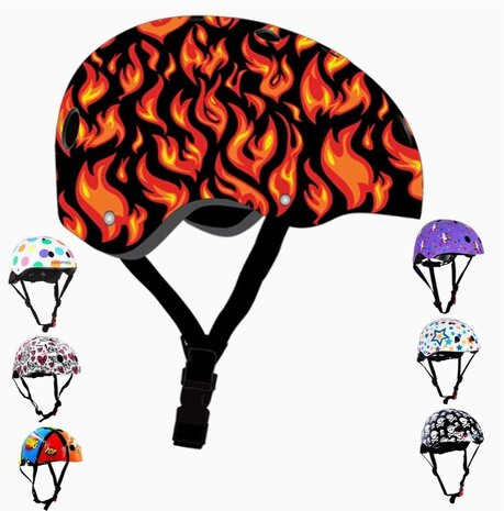 Kiddimoto Kinder Fietshelm Flames Medium Kiddimoto Kinder Fietshelm Flames Medium