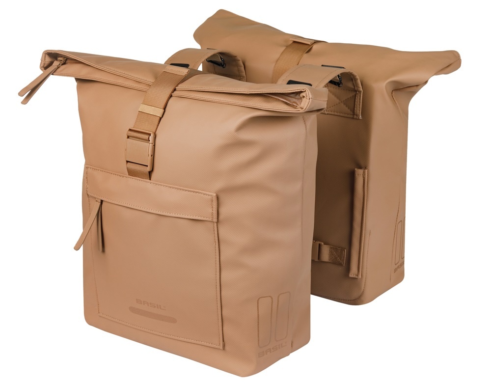 Basil Brooklyn Dubbele Fietstas 41L - Zand - Ruim & Luxe Afwerking