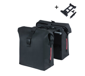 Basil fietstas dubbel SoHo Nordlight MIK night zwart 41L Basil fietstas dubbel SoHo Nordlight MIK night zwart 41L