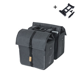 Basil fietstas dubbel Urban dry charcoal melee MIK 50L Basil fietstas dubbel Urban dry charcoal melee MIK 50L