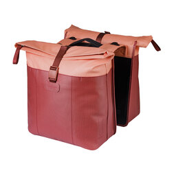 Basil fietstas dubbel Vive bordeaux/roze MIK 28-35L Basil fietstas dubbel Vive bordeaux/roze MIK 28-35L