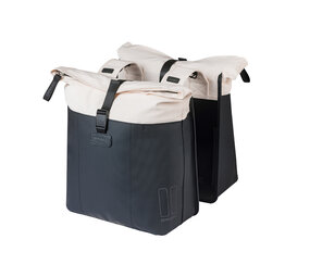 Basil fietstas dubbel Vive gebroken wit/zwart 28-35L Basil fietstas dubbel Vive gebroken wit/zwart 28-35L