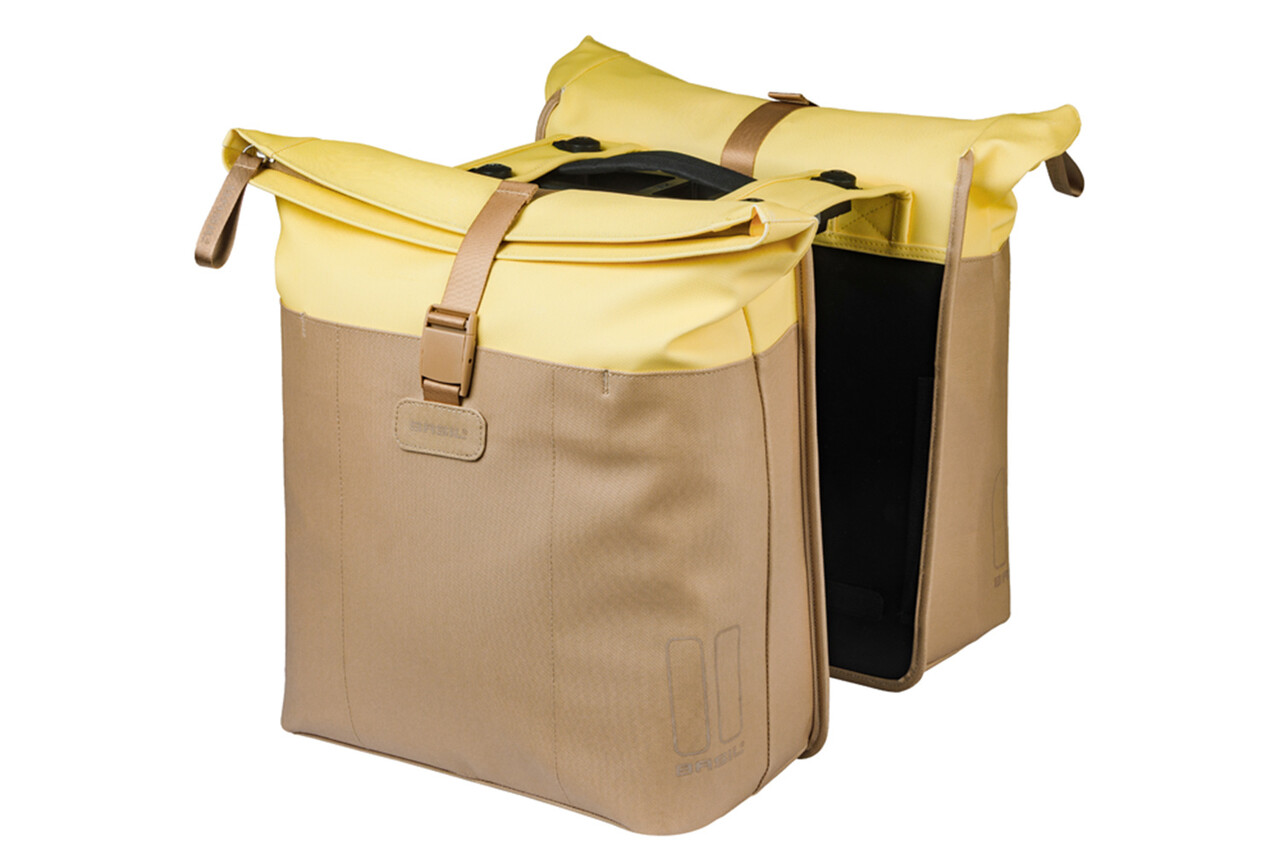 Basil Vive fietstas in zand en geel met 28–35 liter en MIK-systeem Basil Vive fietstas in zand en geel met 28–35 liter en MIK-systeem