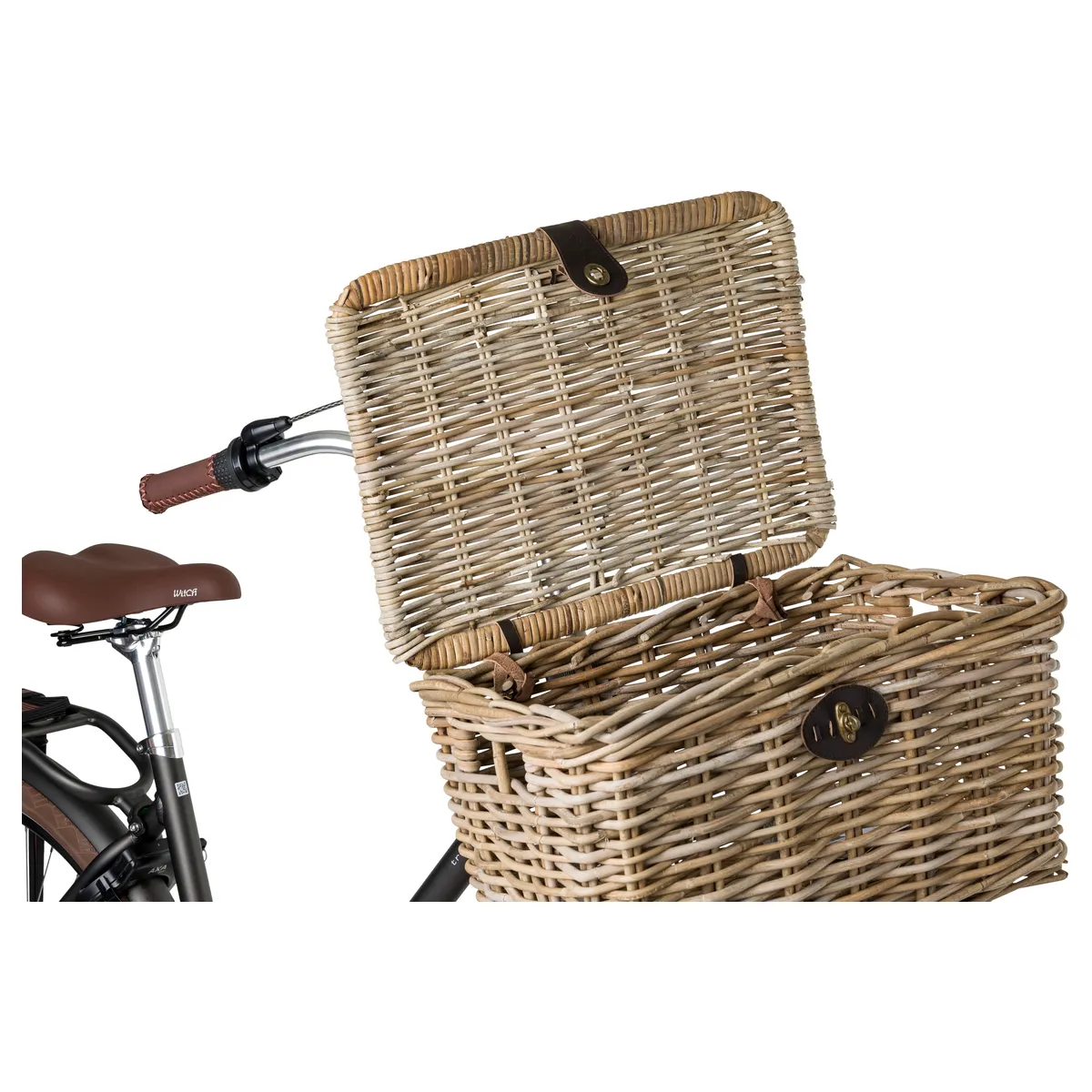 Rotan Fietsmand Met Klep Naturel