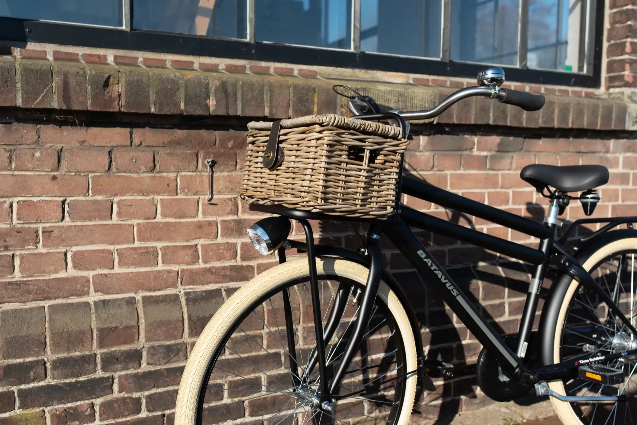 Rotan Fietsmand Junior Met Klep Naturel