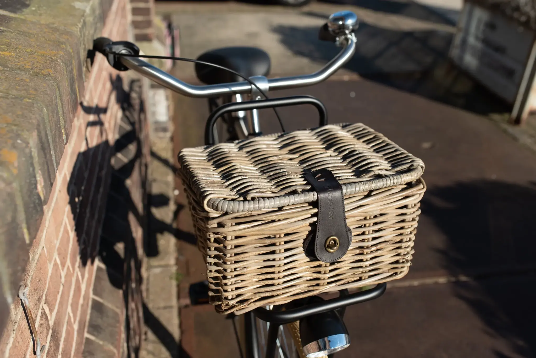 Rotan Fietsmand Junior Met Klep Naturel