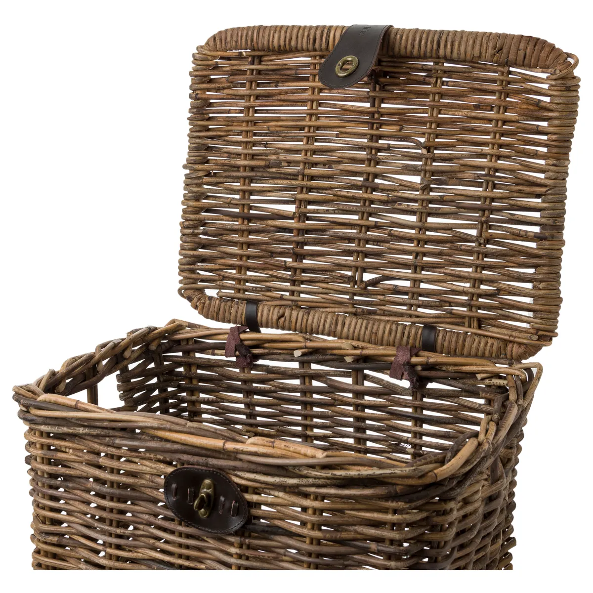 Rotan Fietsmand Met Klep Medium Bruin