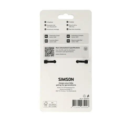 Simson Voetsteunen 1118 Zwart Asbevestiging