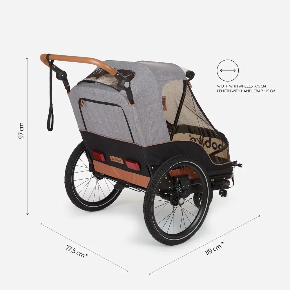 Bobike Trailer 2 in 1 Fietskar Grijs Bobike Trailer 2 in 1 Fietskar Grijs