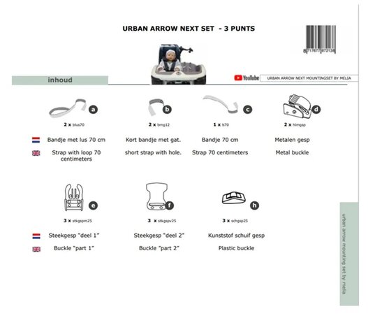 Melia Melia baby/peuter schaal bev.set 3P Urban Arrow Nexxt bakfiets