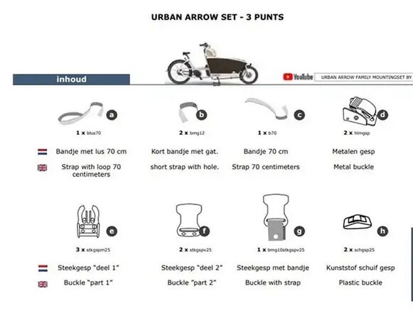 Melia baby/peuter schaal bev.set 3P Urban Arrow bakfiets