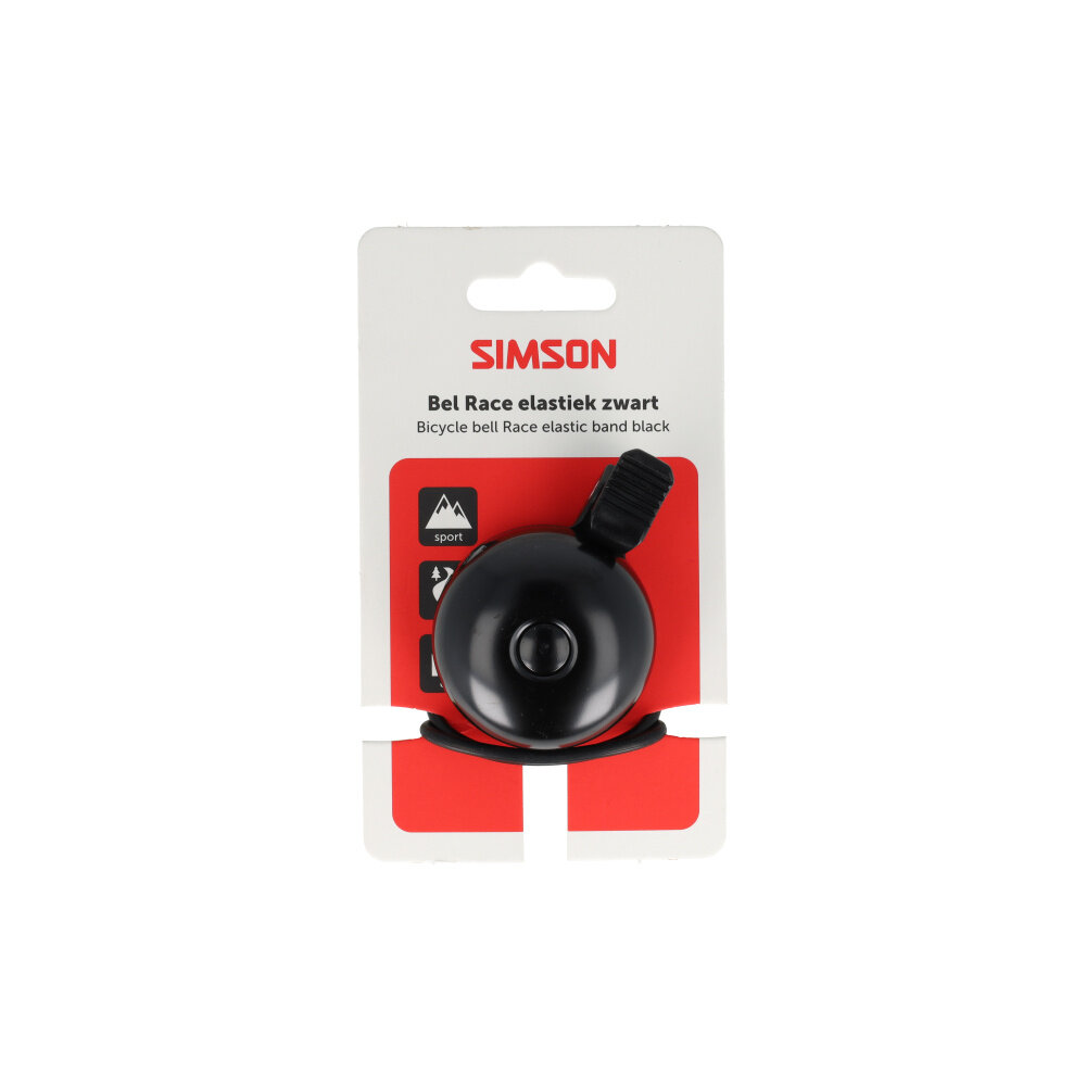 Simson bel Race met elastiek bevestiging zwart Simson bel Race met elastiek bevestiging zwart