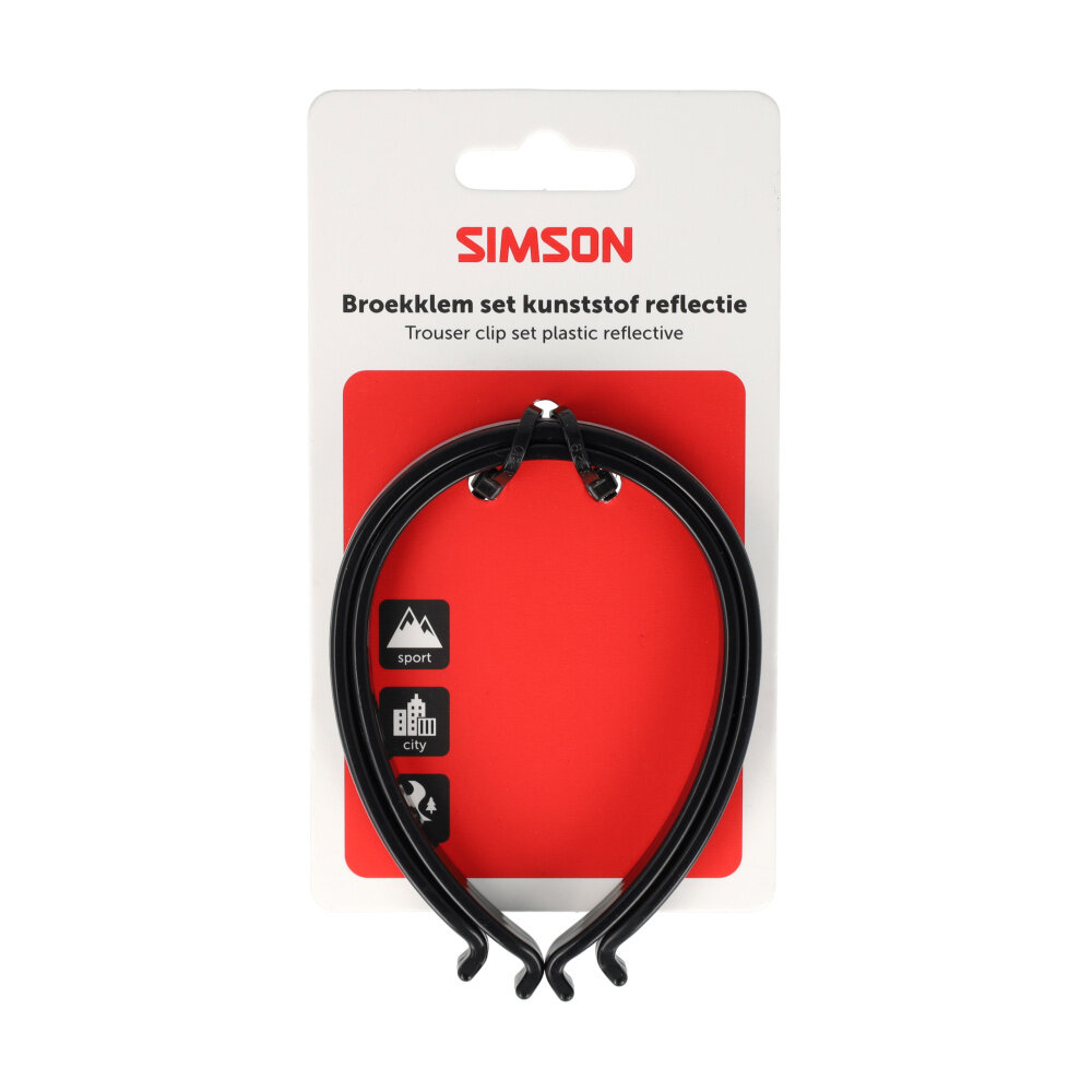 Simson broekklemmen kunststof met reflectie Simson broekklemmen kunststof met reflectie