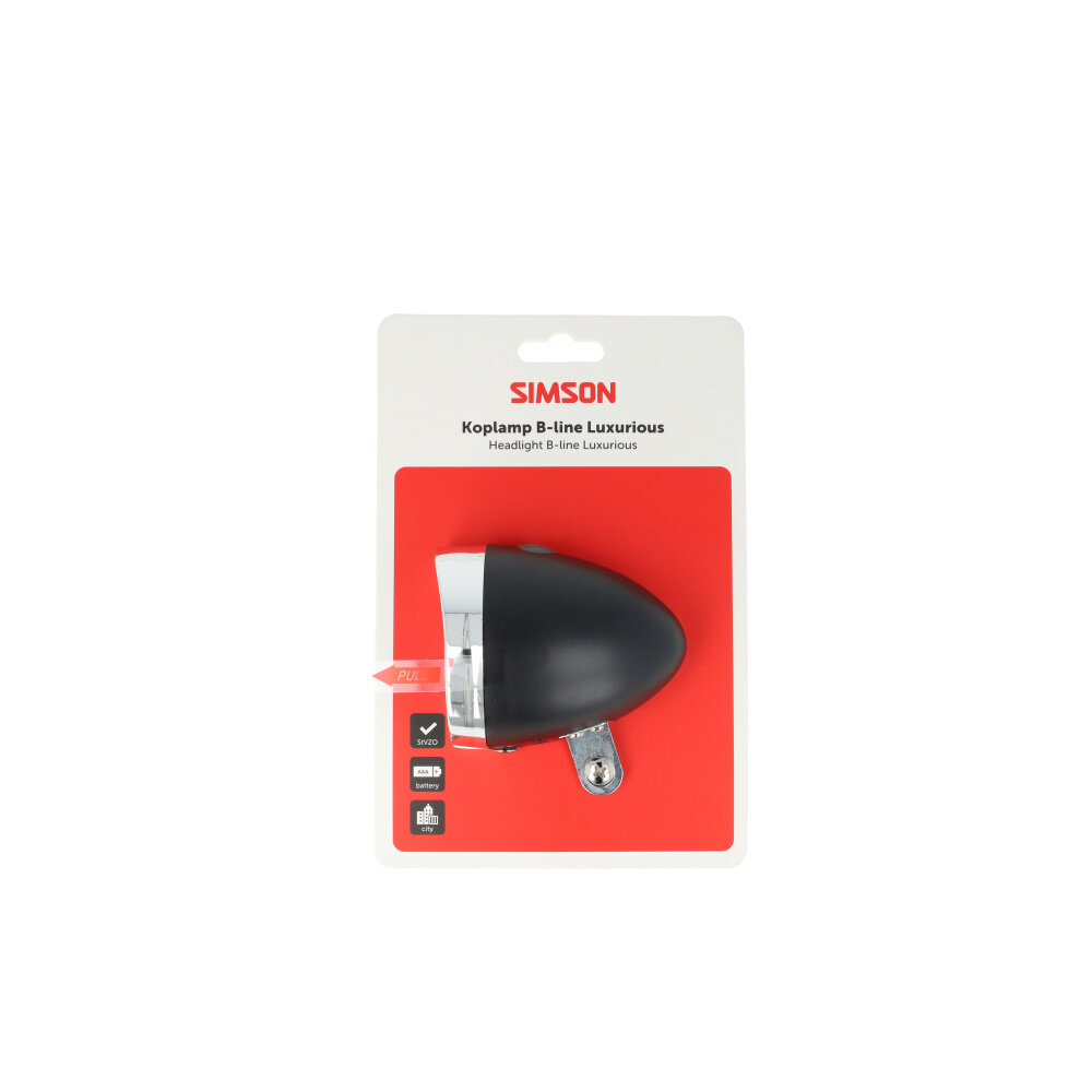 Simson koplamp Classic Luxurious batterij 30 lux zwart Simson koplamp Classic Luxurious batterij 30 lux zwart