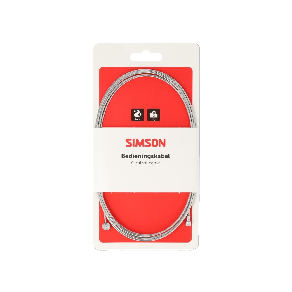 Simson rem binnenkabel rvs 2.35m 2 nippels ton/peer Simson rem binnenkabel rvs 2.35m 2 nippels ton/peer