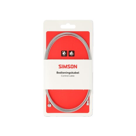 Simson rem binnenkabel rvs 2.35m 2 nippels ton/peer Simson rem binnenkabel rvs 2.35m 2 nippels ton/peer