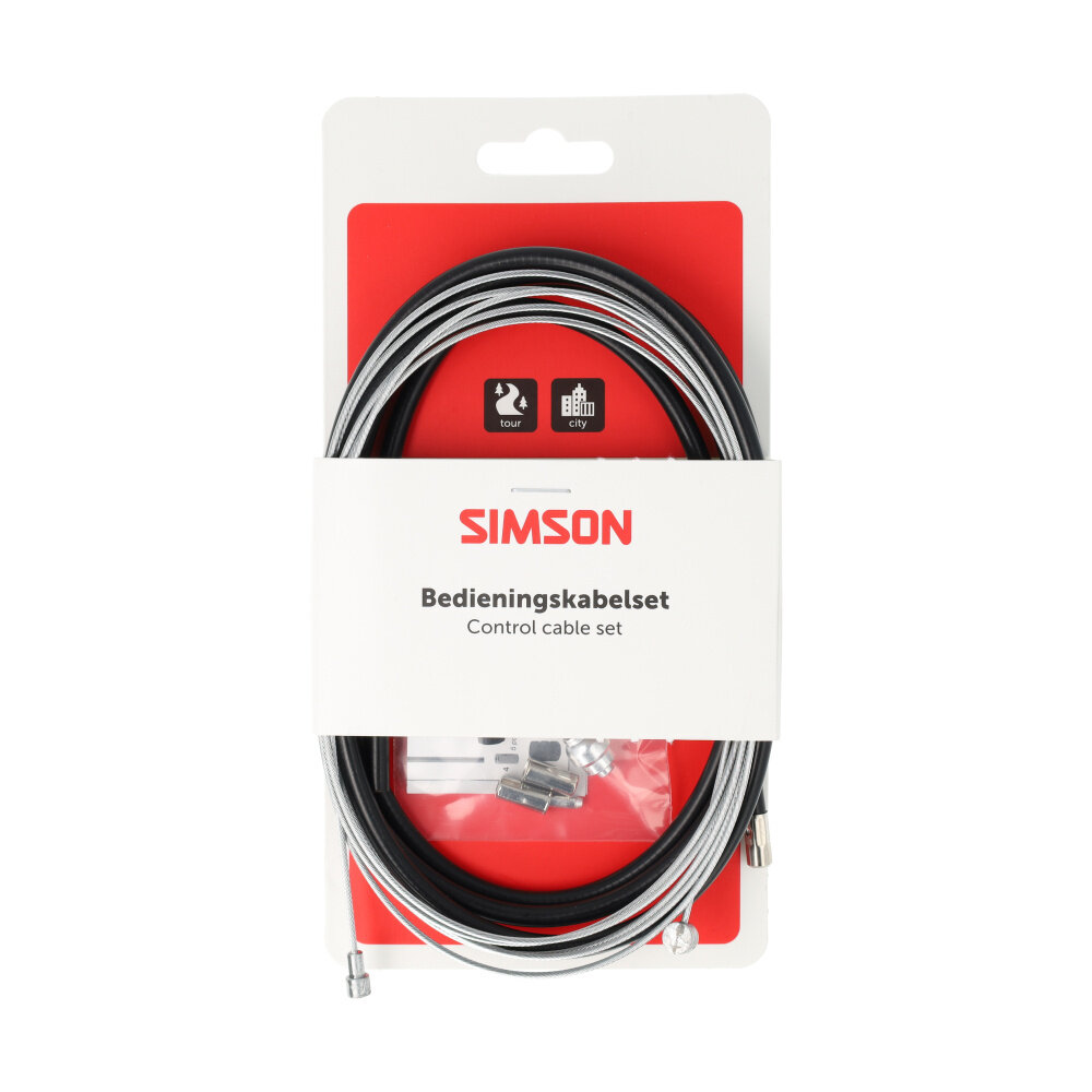 Simson remkabel set universeel 2 nippels RVS zwart Simson remkabel set universeel 2 nippels RVS zwart