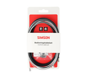 Simson remkabel set universeel 2 nippels RVS zwart