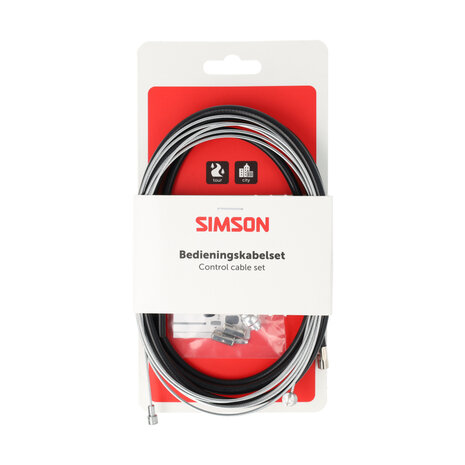 Simson remkabel set universeel 2 nippels RVS zwart Simson remkabel set universeel 2 nippels RVS zwart