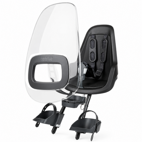 Bobike Mini One Urban Black Voorstoeltje met Ahead Montageblok plus Windscherm