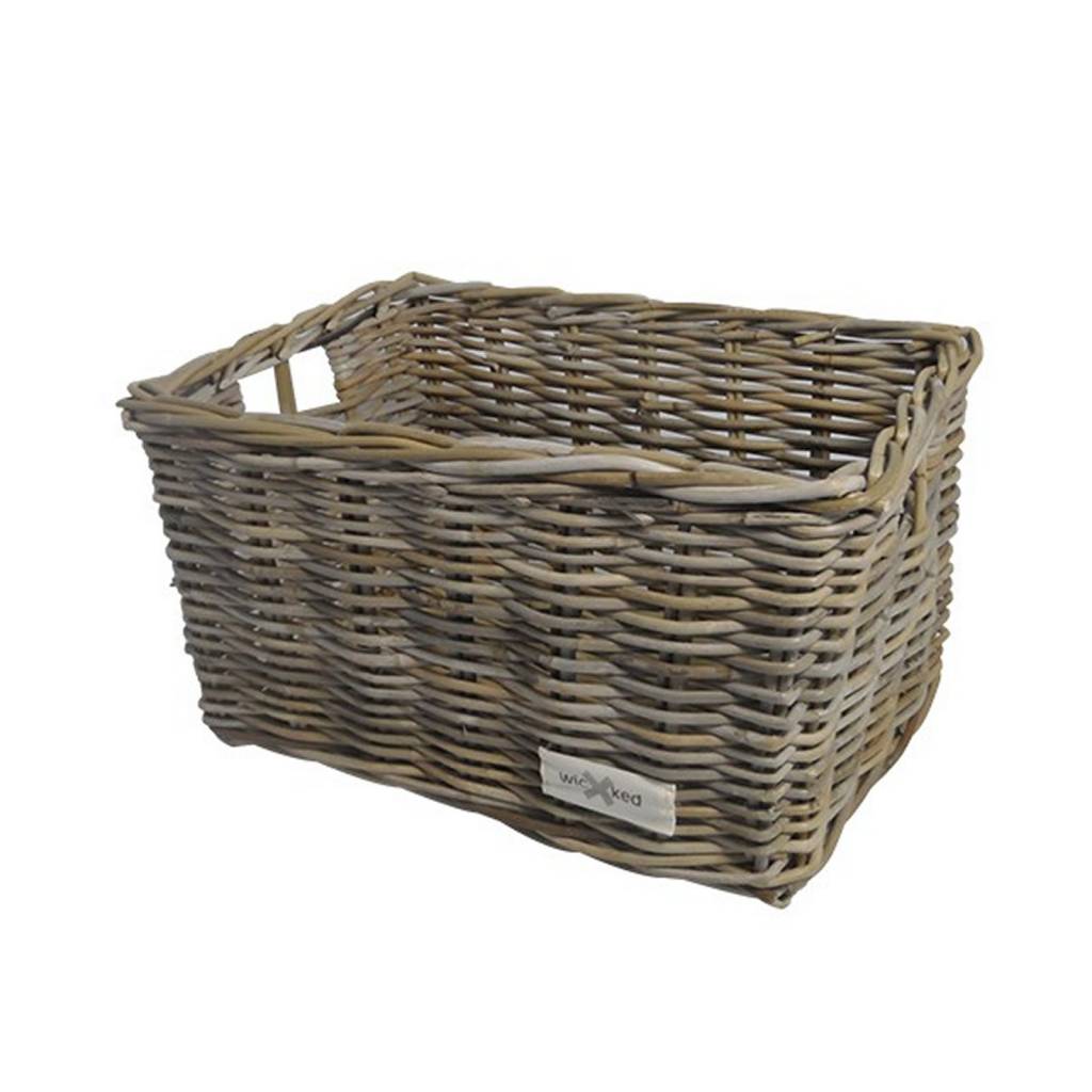 Rieten Fietsmand L Navy Checker grijs