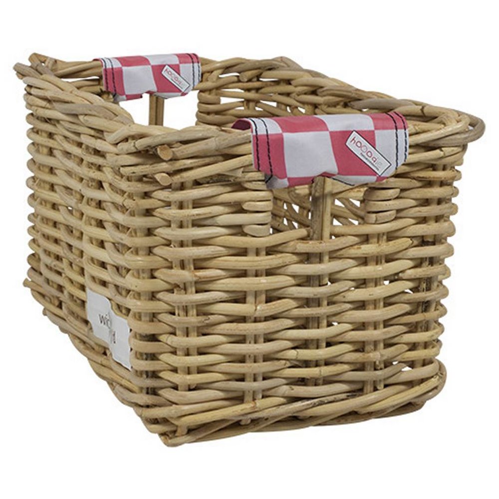 Wicked Rieten Fietsmand L Pink Checker grijs