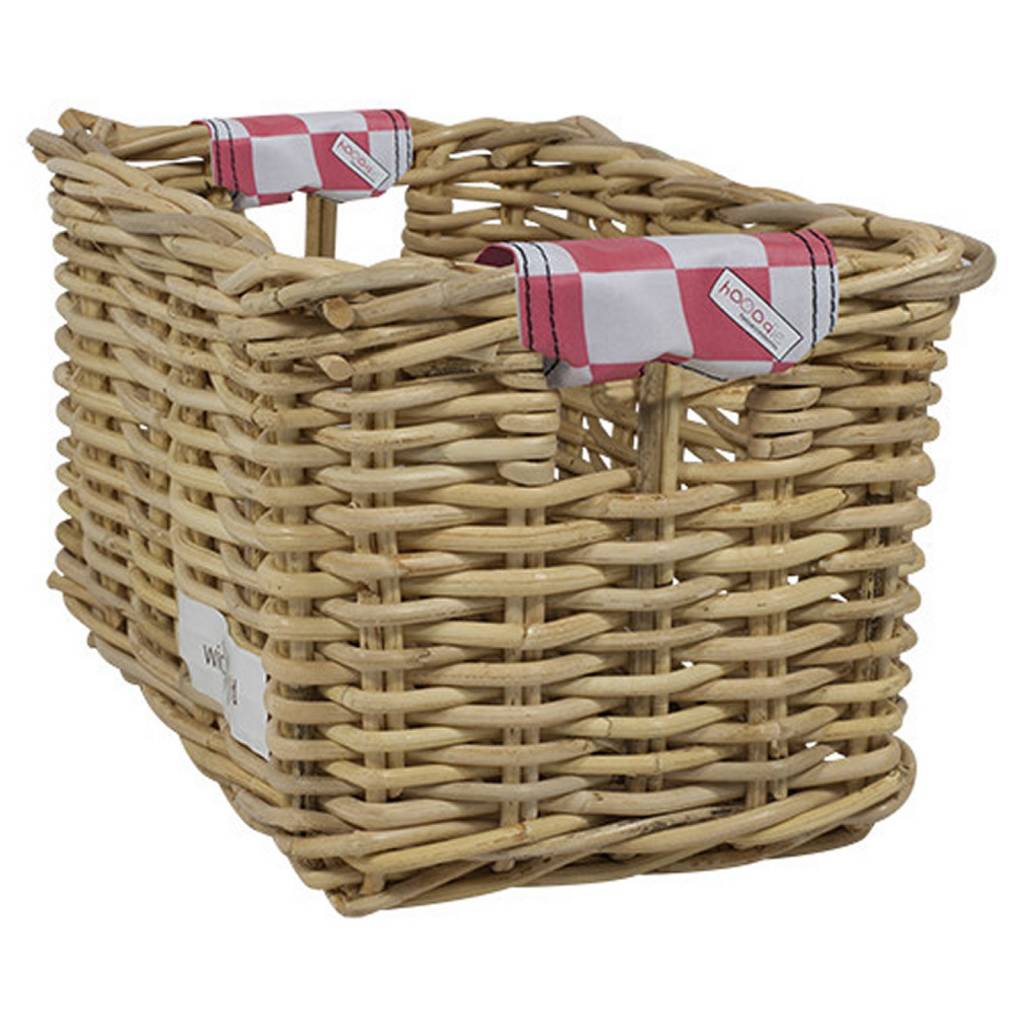 Rieten Fietsmand L Pink Checker grijs