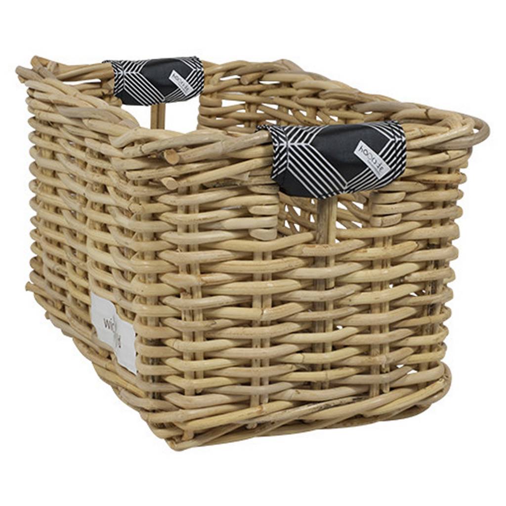 Rieten Fietsmand L Black Diamonds naturel