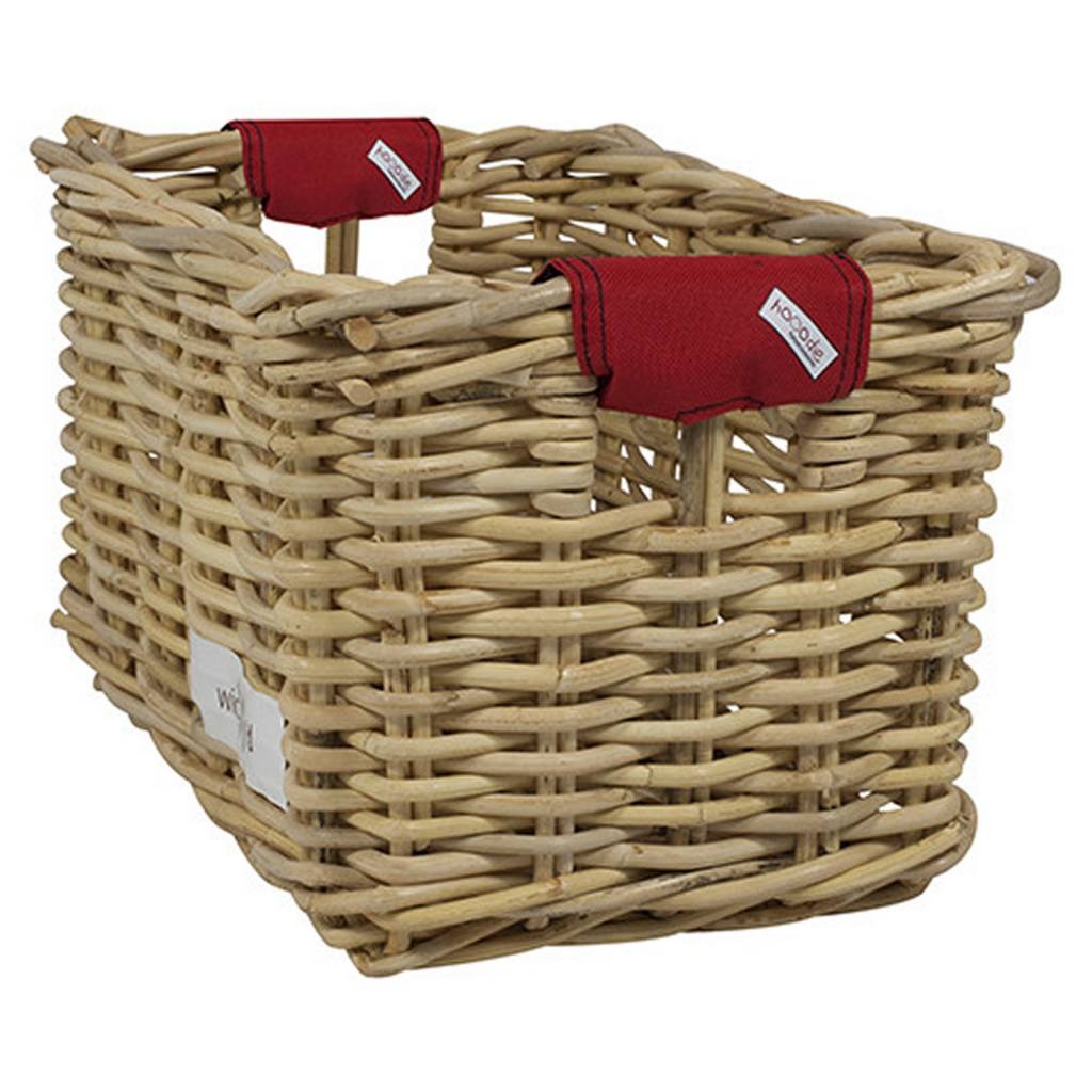 Rieten Fietsmand L Bright Red Solid naturel