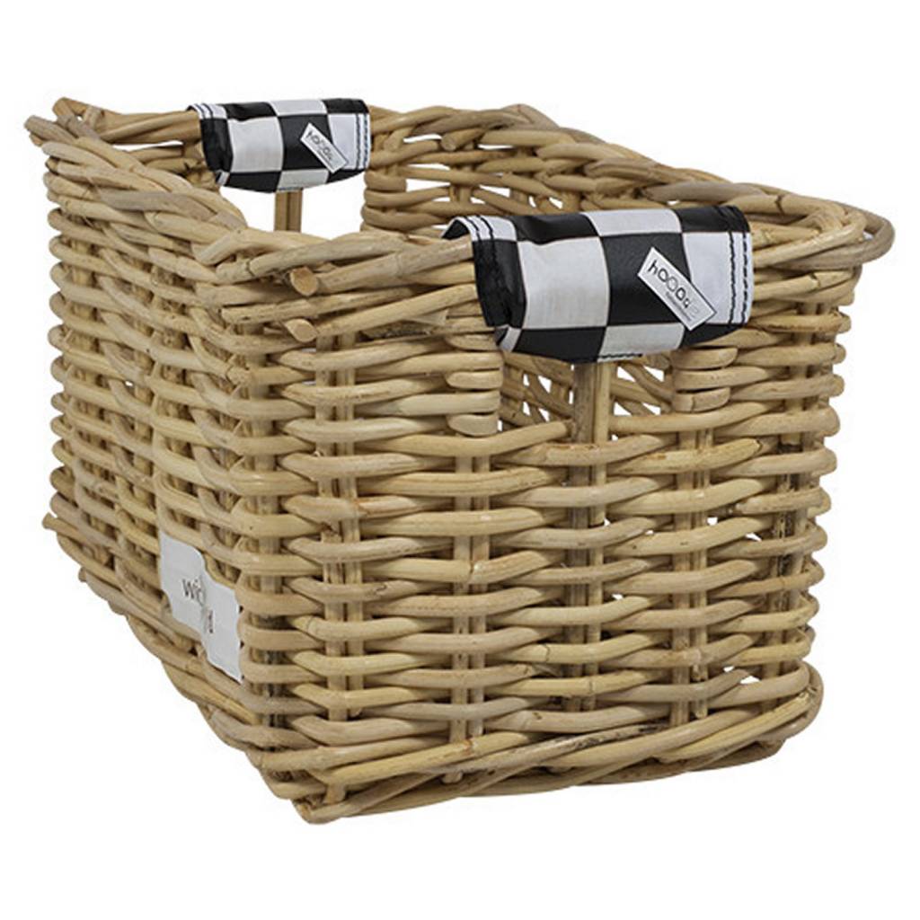 Rieten Fietsmand L Black Checker naturel