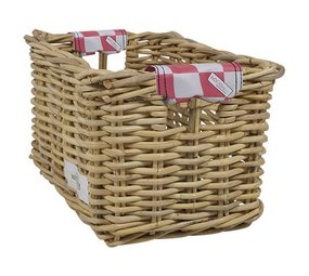 Wicked Rieten Fietsmand XL Pink Checker grijs