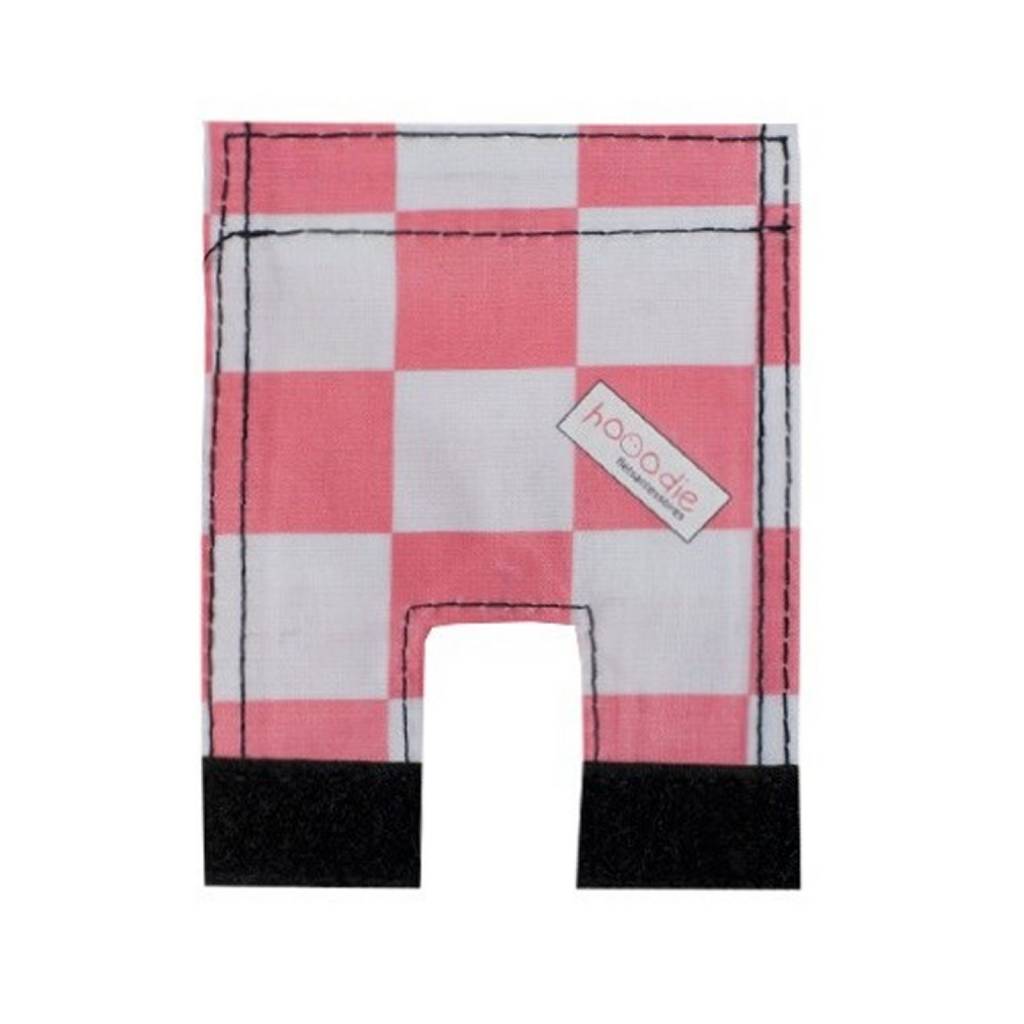 Rieten Fietsmand XL Pink Checker grijs