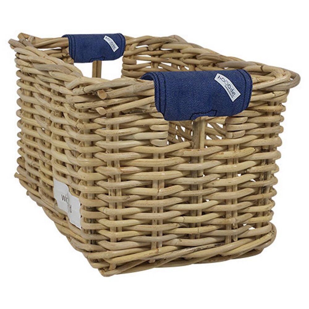 Wicked Rieten Fietsmand XL Jeans grijs