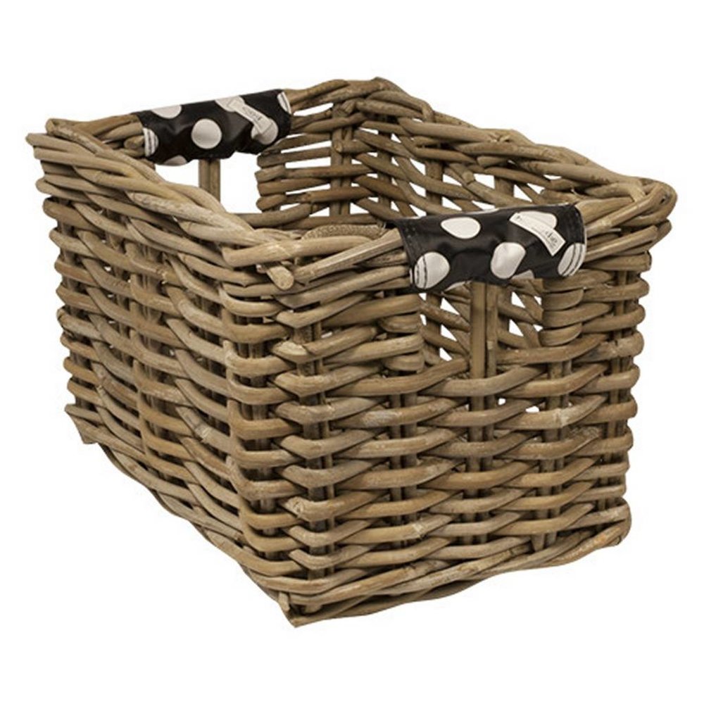 Wicked Rieten Fietsmand XL White Small Dots grijs Wicked Rieten Fietsmand XL White Small Dots grijs