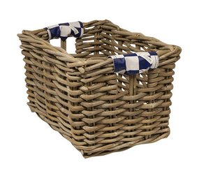 Wicked Rieten Fietsmand XL Navy Checker naturel