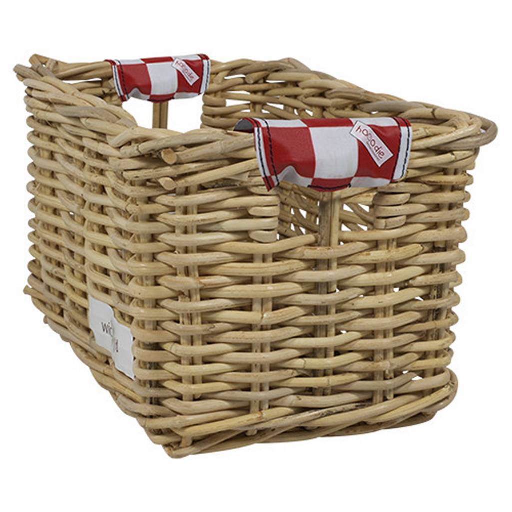 Rieten Fietsmand L Red Checker naturel