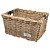 Rieten Fietsmand L Super White Plaid grijs