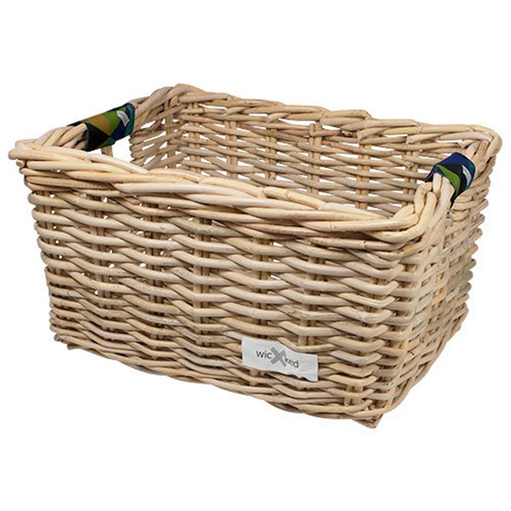 Wicked Rieten Fietsmand L Colored Triangles naturel
