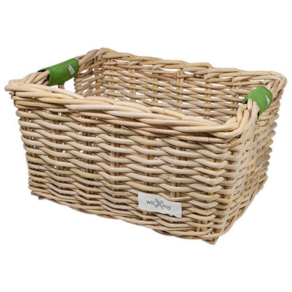 Rieten Fietsmand M Olive Solid naturel