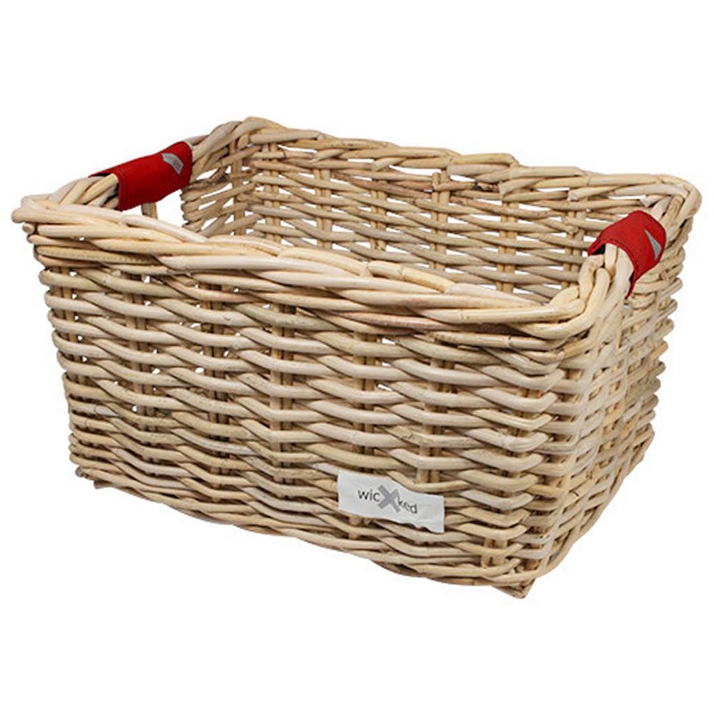 Rieten Fietsmand M Bright Red Solid naturel