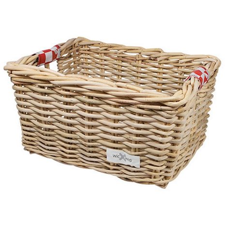 Wicked Rieten Fietsmand L Red Checker naturel Wicked Rieten Fietsmand L Red Checker naturel